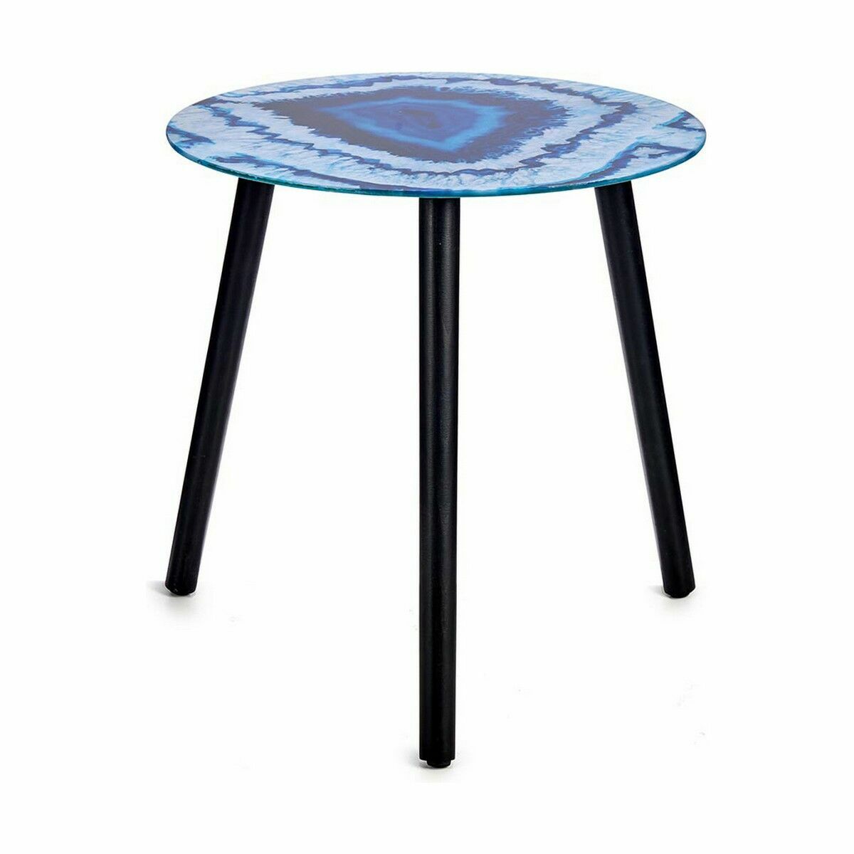 Side table Gift Decor Blue Black 40 x 41,5 x 40 cm Marble (4 Units)